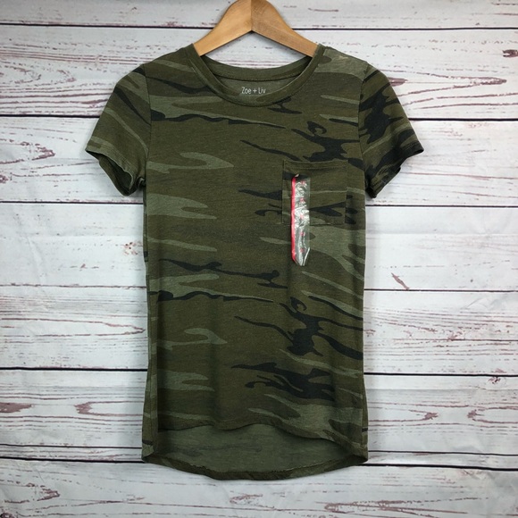 🎁ZOE + LIV💸 Camo Pocket Tee X-Small - Picture 1 of 5